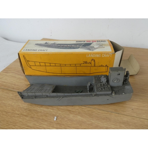 1074 - Three vintage Airfix 'Landing Craft' boxes and contents.