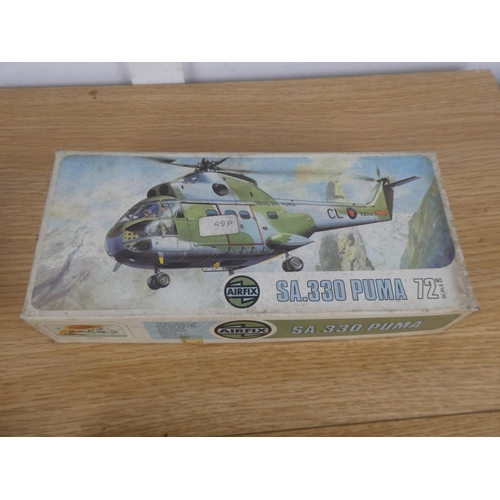 1075 - Four vintage Airfix boxes, a vintage Airfix German Reconnaissance Set box, a vintage Airfix SA 330 P... 