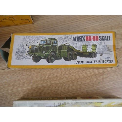 1076 - A vintage Airfix Chieftain Tank box and a Matchbox M16 Half Track box and three others.