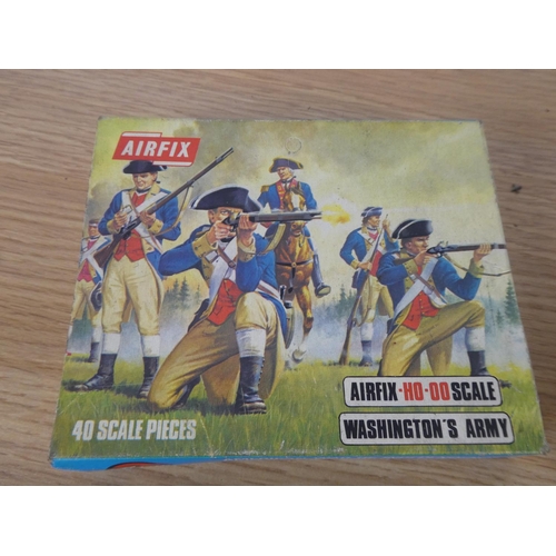 1077 - Four vintage boxed Airfix military soldiers to include Waterloo British Infantry, Washington's Army,... 