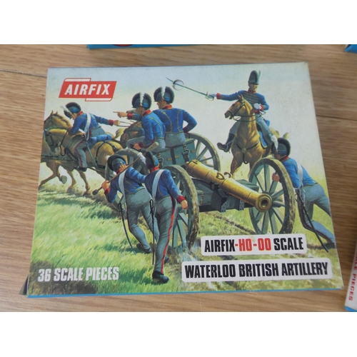 1077 - Four vintage boxed Airfix military soldiers to include Waterloo British Infantry, Washington's Army,... 