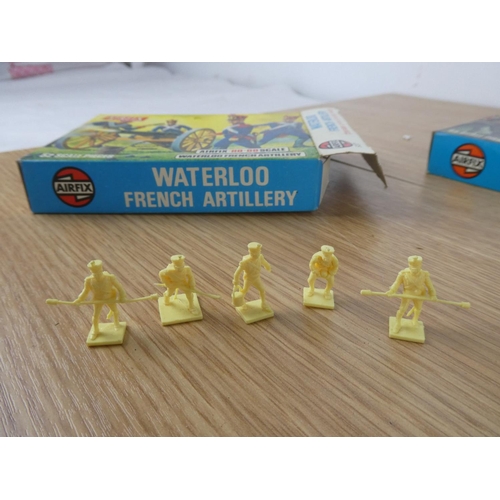 1079 - Four vintage boxed Airfix military soldiers to include Waterloo French Cavalry, Waterloo British Inf... 