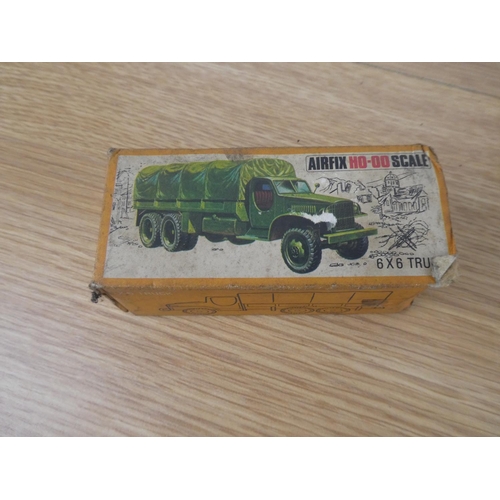 1081 - A vintage Airfix 6x6 truck box and a vintage D.U.K.W. box, another and some with contents.