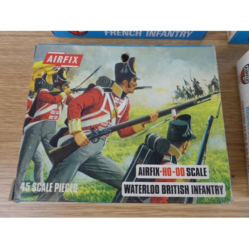 1082 - Four vintage boxed Airfix military soldiers to include Waterloo Highland Infantry, Waterloo British ... 