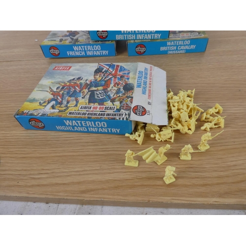 1082 - Four vintage boxed Airfix military soldiers to include Waterloo Highland Infantry, Waterloo British ... 