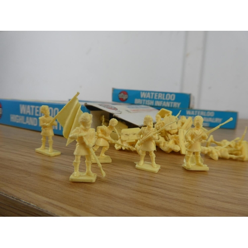 1082 - Four vintage boxed Airfix military soldiers to include Waterloo Highland Infantry, Waterloo British ... 