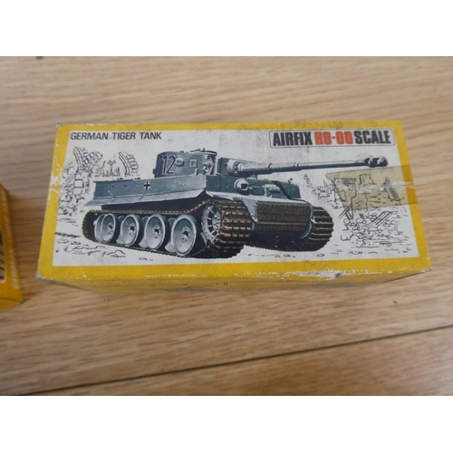 1084 - A lot of vintage Airfix boxes to include Troop Carrier, two German Tiger Tank, 6x6 Truck.