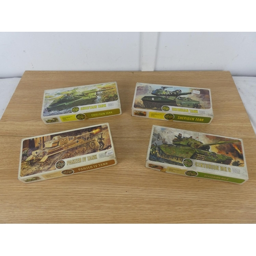 1086 - A lot of four vintage Airfix boxes to include Centurion MK8, Sheridan Tank, Panzer IV Tank, Chieftai... 