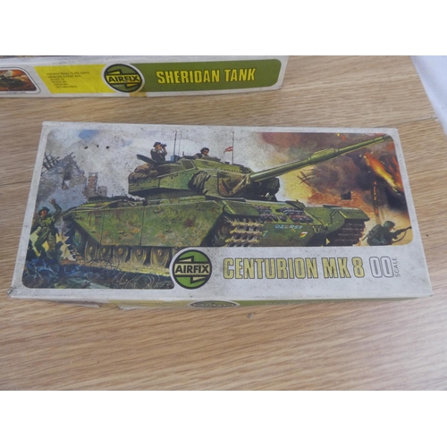 1086 - A lot of four vintage Airfix boxes to include Centurion MK8, Sheridan Tank, Panzer IV Tank, Chieftai... 