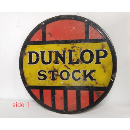 448 - A stunning original double sided enamel sign, 'Dunlop Stock', measuring 24