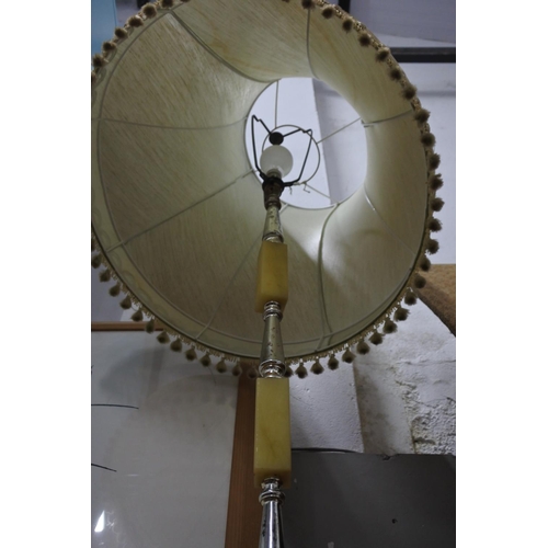 166 - A vintage standard lamp and shade. Measuring H-150cm