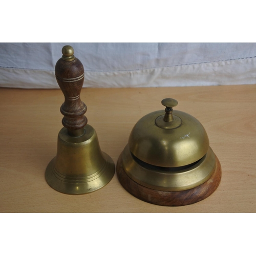 48 - An antique style shop bell and a school bell.