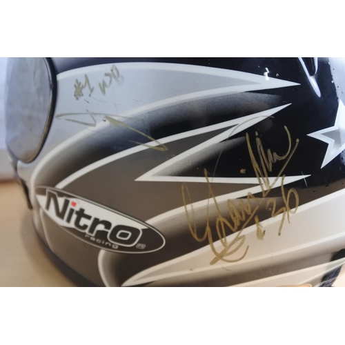 96 - A Nitro motorbike helmet signed by John McGuinness, Steve Plater, Guy Martin, Jeremy McWilliams and ... 