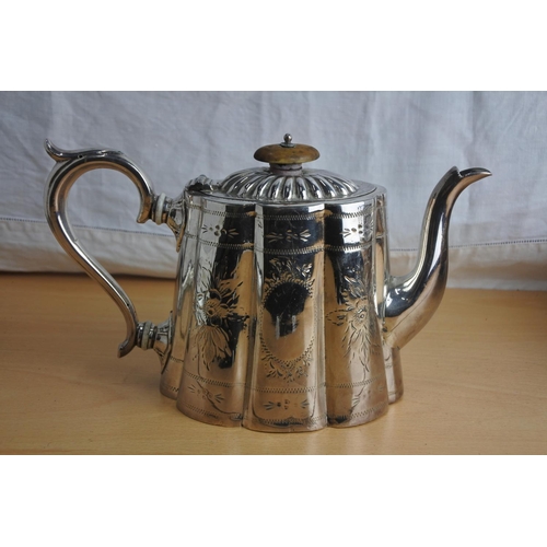 155 - A Walker & Hall silver plated basket and a Victorian silver plate teapot.