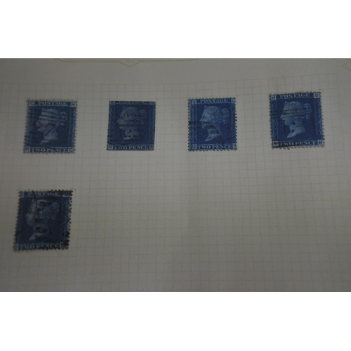 201 - A collection of various Victorian Penny blue stamps.