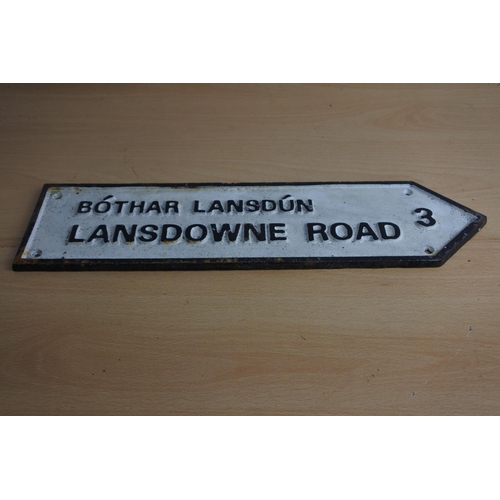 85 - A cast iron plaque, 'Lansdowne Road'.