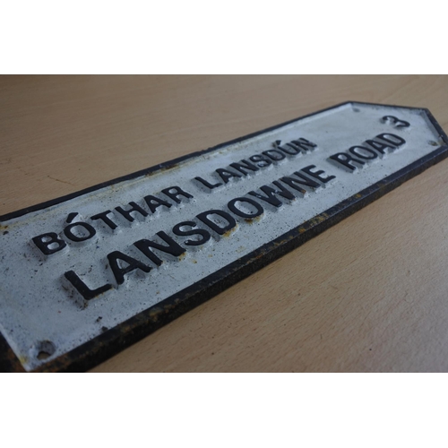 85 - A cast iron plaque, 'Lansdowne Road'.