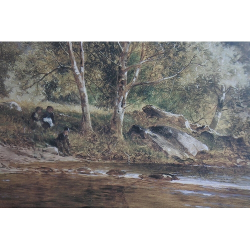 257 - A framed print of a river scene. Measuring H-40cm W-50cm