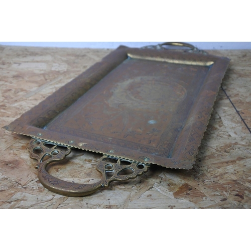 291 - A stunning antique brass two handled tray.