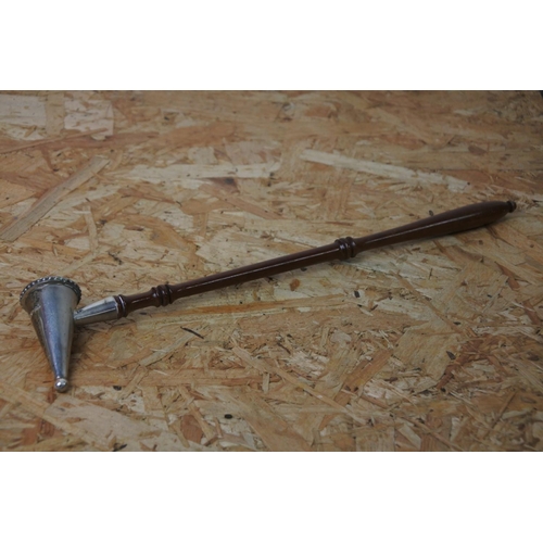 298 - A sterling silver and wood handle candle snuffer.