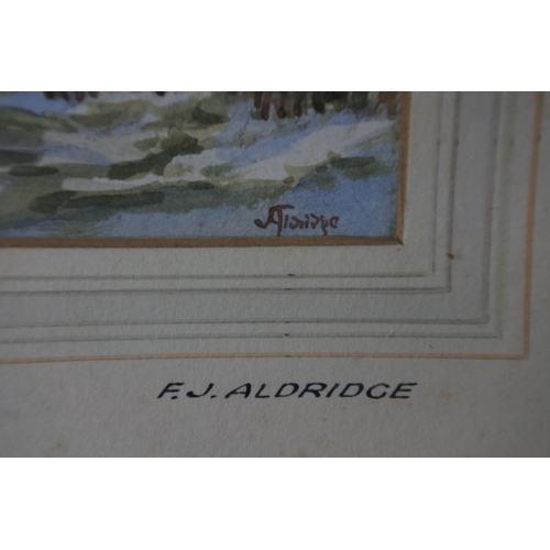 327 - A stunning gilt framed watercolour signed by Irish Artist F J Aldridge, painting measuring 7