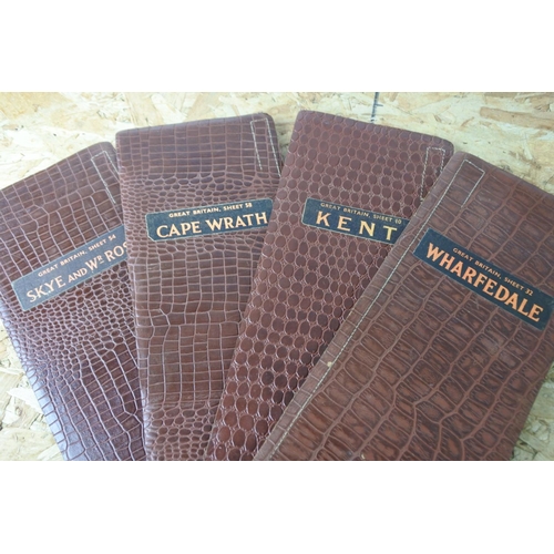 358 - A collection of eight leather bound Great Britain maps.