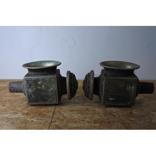 359 - A pair of antique lantern lamps (a/f).