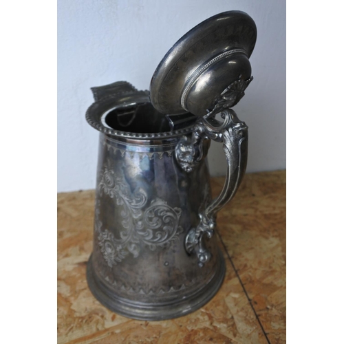 360 - A very large silver plated teapot (a/f).