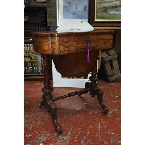 437 - A stunning Victorian walnut writing/work box with key.