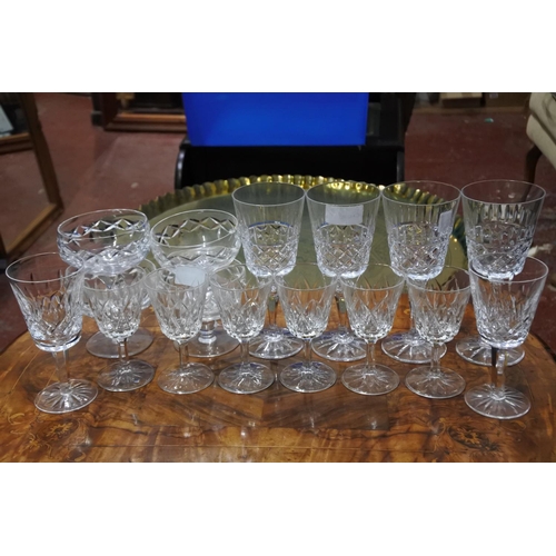 442 - A collection of glass ware to include a set of four Galway crystal glasses, Waterford crystal and mo... 