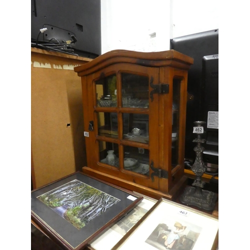 452 - A small wall mounted display cabinet.