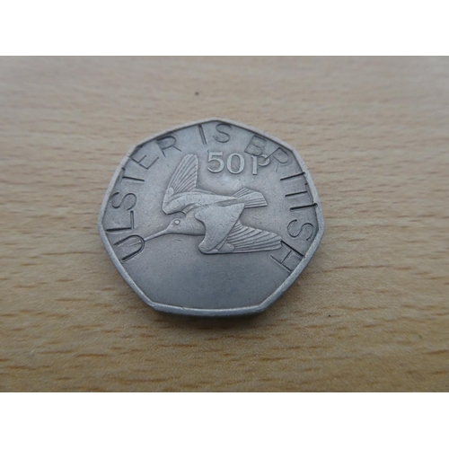 471 - Two Irish 50p coins engraved UVF and Ulster is British.