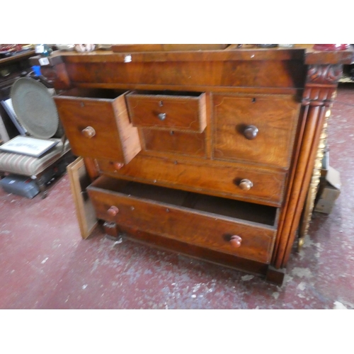 488 - A stunning antique Scotch chest with inlay and scroll detail.