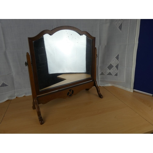 493 - A vintage mahogany cheval mirror.