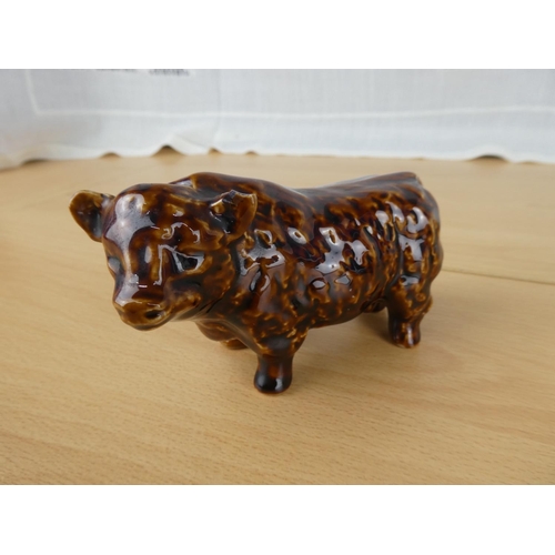 495 - A miniature whisky Decanter in the form of a bull and a Beswick Beneagles Scotch whisky miniature wh... 