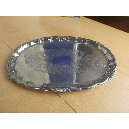 508 - An assortment of silver plated serving trays.