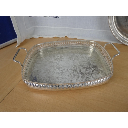 508 - An assortment of silver plated serving trays.