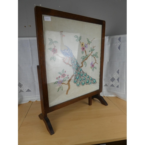 528 - A vintage needlework firescreen.