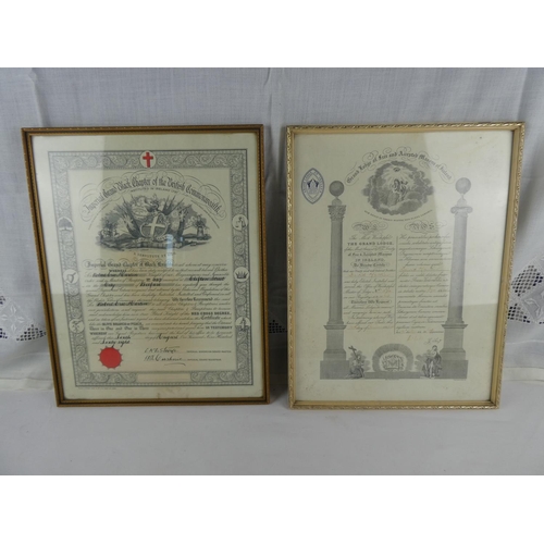 446 - A rare 1960's Imperial Grand Black Chapter certificate and another Mason's Certifcate.