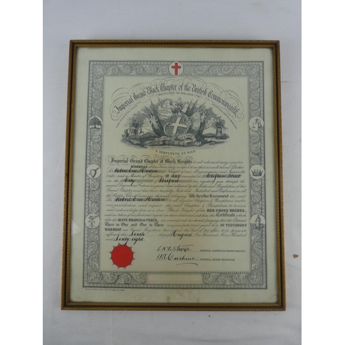 446 - A rare 1960's Imperial Grand Black Chapter certificate and another Mason's Certifcate.