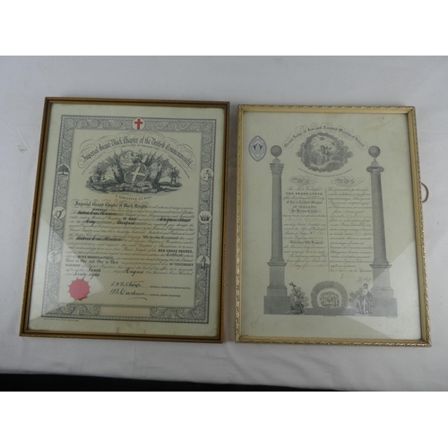 446 - A rare 1960's Imperial Grand Black Chapter certificate and another Mason's Certifcate.