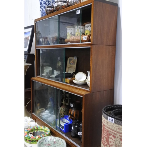 715 - A vintage Minty Oxford three section sliding door bookcases.