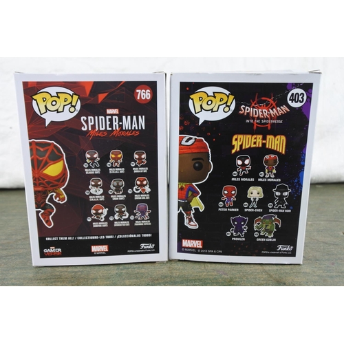 750 - Two boxed Marvel Pop Games characters 'Miles Morales (S.T.R.I.K.E. Suit) and Miles Morales'.