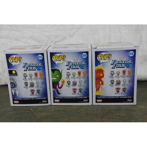 754 - Three boxed Marvel Pop Games characters 'H.E.R.B.I.E., Super-Skrull and Human Torch'.