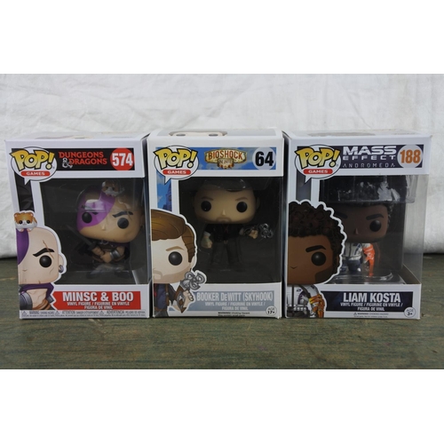 759 - Three boxed Marvel Pop Games characters 'Minsc & Boo, Booker DeWitt (Skyhook) and Liam Kosta'.