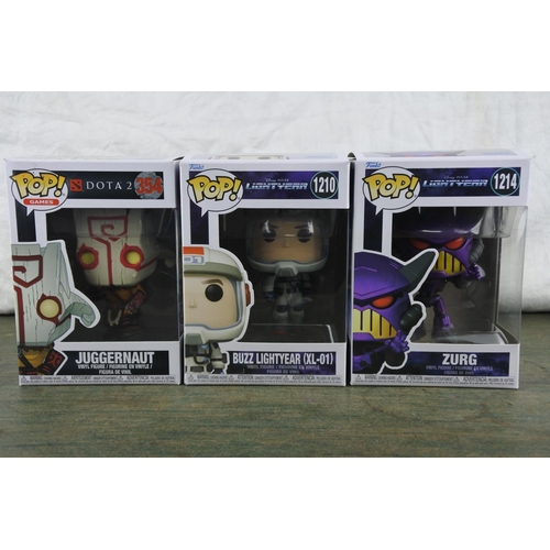 763 - Three boxed Marvel Pop Games characters 'Juggernaut, Buzz Lightyear (XCL-01) and Zurg'.