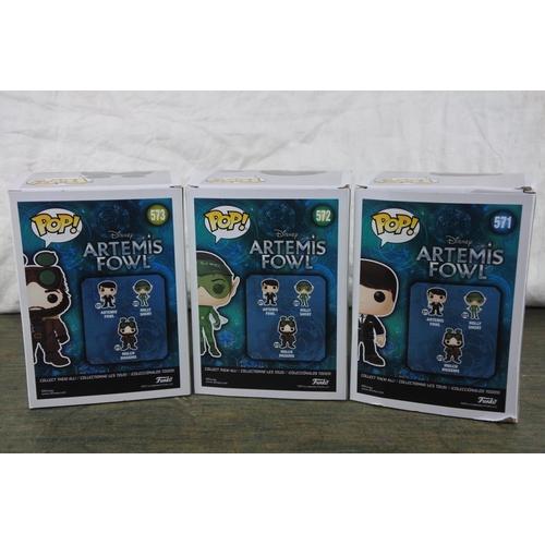 766 - Three boxed Marvel Pop Games characters 'Mulc Diggems, Holly Short and Artemis Fowl'.