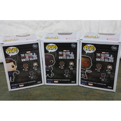 770 - Three boxed Marvel Pop Games characters 'Winter Soldier, Baron Zemo and Falcon'.