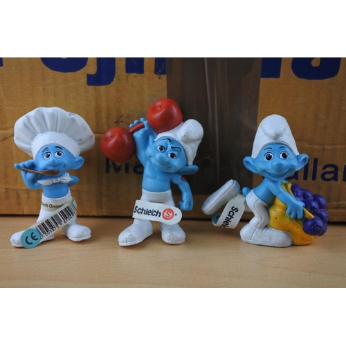 40 - A lot of approximately 80, old shop stock Schleich Smurf figures.