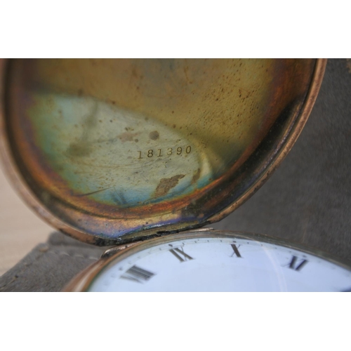 640 - A gold plated pocket watch and pouch.